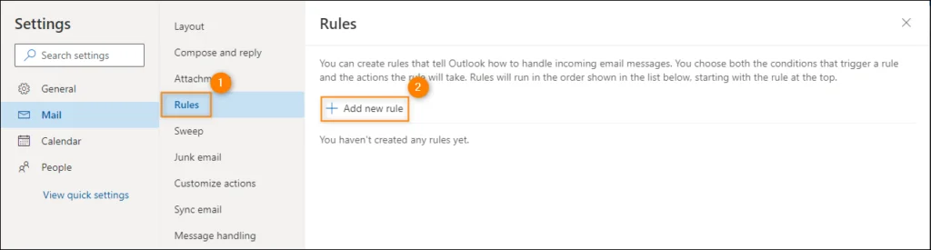 Create outlook rule